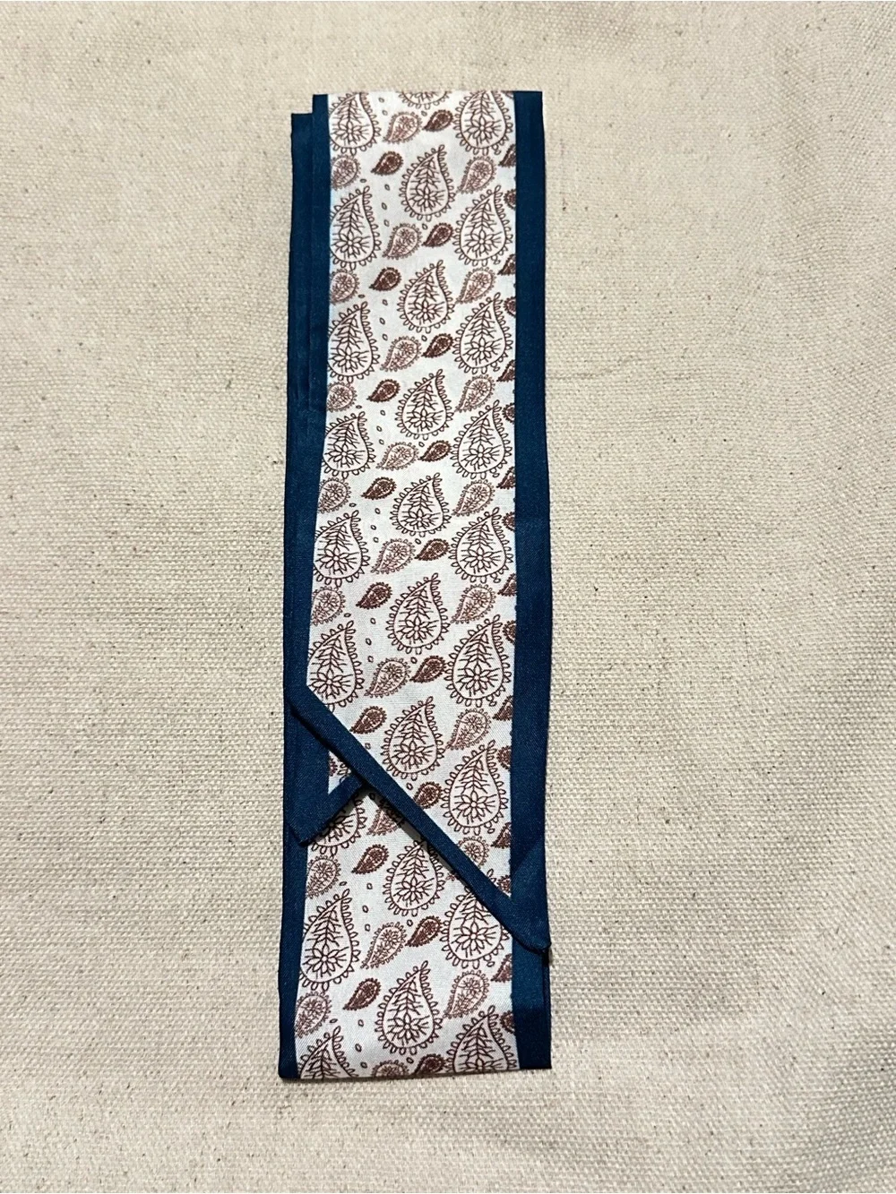 Boutique | Scarf | Twilly Slim Paisley Scarf with Blue Edge